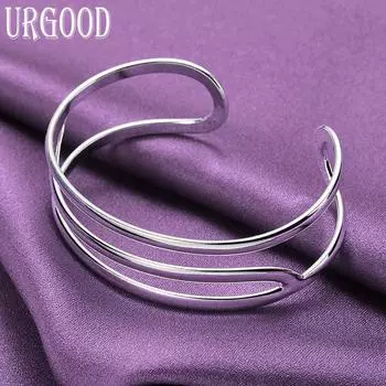 Ювелирные изделия из открытого браслета из стерлингового серебра 925 пробы с тремя нитями