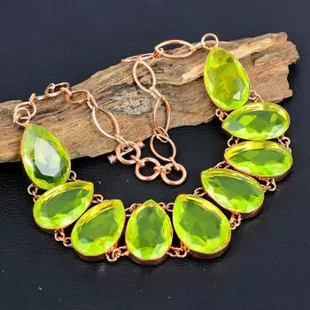Ювелирные изделия из ожерелья с неоновым топазом, ожерелье в форме груши ручной работы, ювелирные изделия из медного топаза, с регулируемой цепочкой на День Благодарения 18 Inches With Adjustable жёлтый