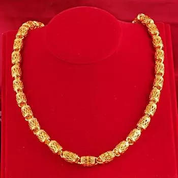 Ювелирные изделия из песочного золота, латунное позолоченное мужское ожерелье