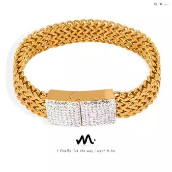 Ювелирные изделия из позолоченной цепочки для часов с бриллиантами в европейском и американском стиле из титановой стали