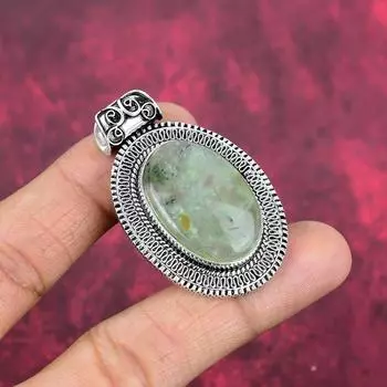 Ювелирные изделия из пренита, кулон из стерлингового серебра 925 пробы, ювелирные изделия ручной работы с драгоценными камнями, подарки для жены, абсолютно новый кулон 2.04 Inches зелёный