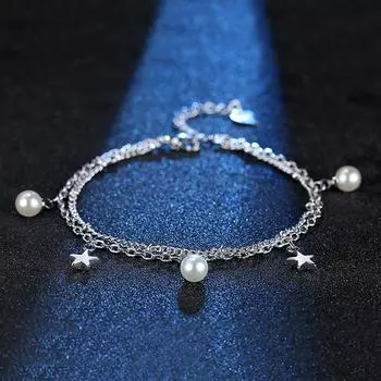 Ювелирные изделия из японского жемчуга Agete, браслет с пятиконечной звездой, женский посеребренный модный браслет, простое изделие ручной работы Adjustable size