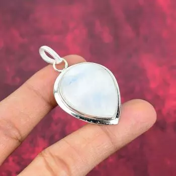 Ювелирные изделия из радужного лунного камня, подвеска из стерлингового серебра 925 пробы, красивая ювелирная подвеска ручной работы 2.16 Inches белый