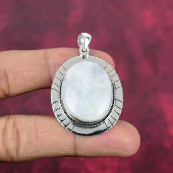 Ювелирные изделия из радужного лунного камня, подвеска из стерлингового серебра 925 пробы, красивая ювелирная подвеска ручной работы 1.92 Inches белый