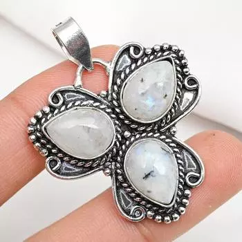 Ювелирные изделия из радужного лунного камня, подвеска из стерлингового серебра 925 пробы, красивая ювелирная подвеска ручной работы 1.88 Inches белый