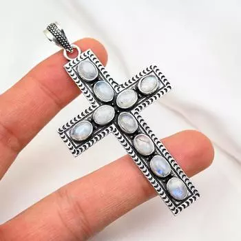 Ювелирные изделия из радужного лунного камня, подвеска из стерлингового серебра 925 пробы, красивая ювелирная подвеска ручной работы 3.14 Inches белый