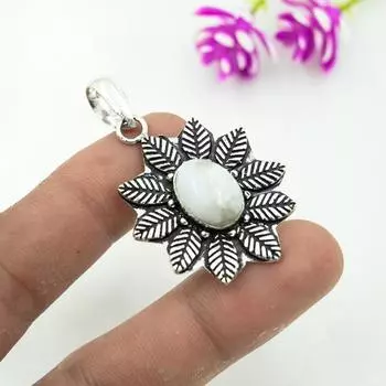 Ювелирные изделия из радужного лунного камня, подвеска из стерлингового серебра 925 пробы, красивая ювелирная подвеска ручной работы 1.96 Inches белый