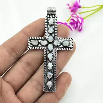 Ювелирные изделия из радужного лунного камня, подвеска из стерлингового серебра 925 пробы, красивая ювелирная подвеска ручной работы белый