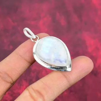 Ювелирные изделия из радужного лунного камня, подвеска из стерлингового серебра 925 пробы, красивая ювелирная подвеска ручной работы 2.24 inches белый