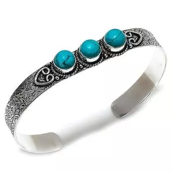 Ювелирные изделия из регулируемого браслета-манжеты с бирюзовым драгоценным камнем из стерлингового серебра 925 пробы с покрытием 7-8 синий