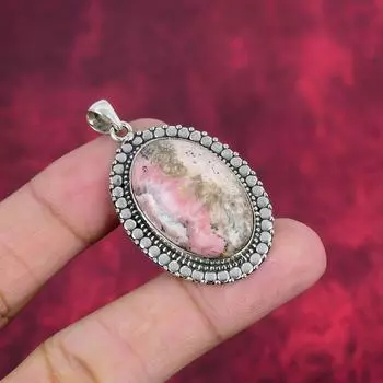 Ювелирные изделия из родохрозита, кулон из цельного серебра 925 пробы, кулон из драгоценных камней ручной работы, на День памяти 2.08 Inches розовый