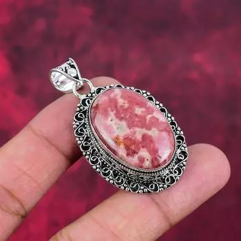 Ювелирные изделия из родохрозита, кулон из цельного серебра 925 пробы, кулон из драгоценных камней ручной работы, на День памяти 2.08 Inches розовый