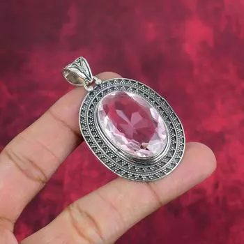 Ювелирные изделия из розового кунцита, ювелирные изделия из стерлингового серебра 925 пробы, подвески ручной работы для женщин. Потрясающие украшения для нее 2.28 Inches розовый