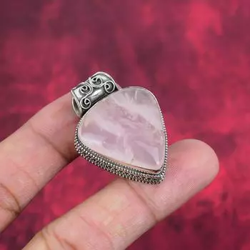 Ювелирные изделия из розового кварца, кулон из стерлингового серебра 925 пробы, ювелирные изделия ручной работы с драгоценными камнями, подарки для жены, абсолютно новый кулон 1.57 Inches розовый