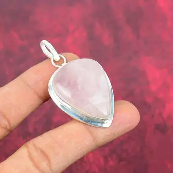 Ювелирные изделия из розового кварца, кулон из стерлингового серебра 925 пробы, ювелирные изделия ручной работы с драгоценными камнями, подарки для жены, абсолютно новый кулон 2.28 Inches розовый