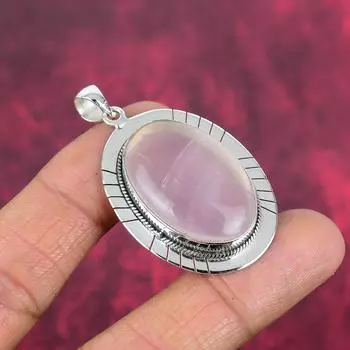Ювелирные изделия из розового кварца, кулон из стерлингового серебра 925 пробы, ювелирные изделия ручной работы с драгоценными камнями, подарки для жены, абсолютно новый кулон 2 Inches розовый
