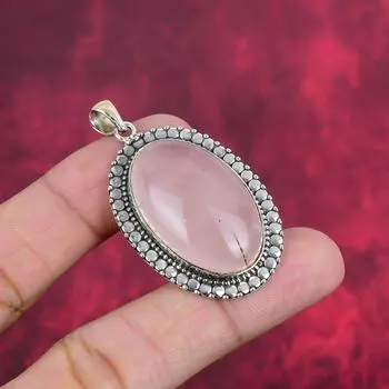Ювелирные изделия из розового кварца, кулон из стерлингового серебра 925 пробы, ювелирные изделия ручной работы с драгоценными камнями, подарки для жены, абсолютно новый кулон 2.08 Inches розовый