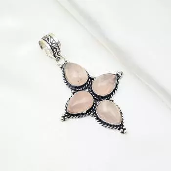 Ювелирные изделия из розового кварца, кулон из стерлингового серебра 925 пробы, ювелирные изделия ручной работы с драгоценными камнями, подарки для жены, абсолютно новый кулон 2.55 Inches розовый