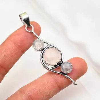 Ювелирные изделия из розового кварца, кулон из стерлингового серебра 925 пробы, ювелирные изделия ручной работы с драгоценными камнями, подарки для жены, абсолютно новый кулон 1.37 Inches розовый