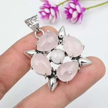 Ювелирные изделия из розового кварца, кулон из стерлингового серебра 925 пробы, ювелирные изделия ручной работы с драгоценными камнями, подарки для жены, абсолютно новый кулон