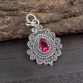 Ювелирные изделия из розового турмалина, подвеска из стерлингового серебра 925 пробы, великолепная серебряная подвеска ручной работы для свадебного подарка 1.55 Inches розовый