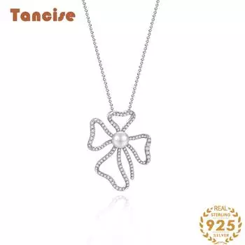 Ювелирные изделия из серебра 925 пробы, 8 мм, ожерелье из натурального жемчуга, роскошный нишевый кулон для женщин 40 + 3. белый