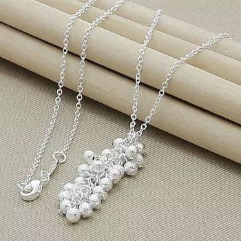 Ювелирные изделия из серебра 925 пробы, элегантные матовые бусины, круглое ожерелье, кулон для женщин, ювелирные изделия, лучшие подарки 45cm