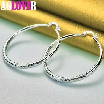 Ювелирные изделия из серебра 925 пробы, большие серьги диаметром 50 мм