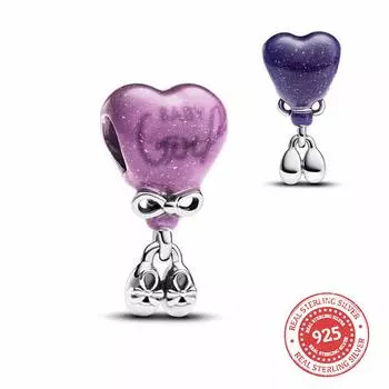 Ювелирные изделия из серебра 925 пробы, новинка 2024 года, розовый, синий, для маленьких мальчиков и девочек, меняющий цвет, подвеска из бисера, подходит для браслета «сделай сам» для женщин белый