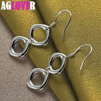 Ювелирные изделия из серебра 925 пробы с двойными квадратными серьгами