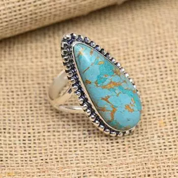 Ювелирные изделия из серебра 925 пробы с синим медным бирюзовым драгоценным камнем ручной работы из твердого серебра 925 пробы 4 синий