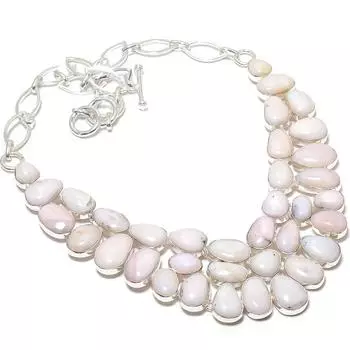 Ювелирные изделия из серебра 925 пробы с розовым опалом, ручная работа, ожерелье 18 дюймов JCN484-193