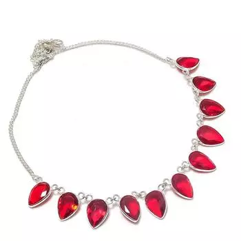 Ювелирные изделия из серебра 925 пробы с натуральным гранатом, ручная работа, 18 дюймов D0t71