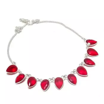 Ювелирные изделия из серебра 925 пробы с натуральным гранатом, ручная работа, ожерелье 18 дюймов f5P37