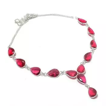 Ювелирные изделия из серебра 925 пробы с натуральным гранатом ручной работы 18 дюймов Q7Q25