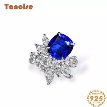 Ювелирные изделия из серебра 925 пробы с синтетическим сапфиром, подушка для колец, 10*11, женское кольцо с ледяным цветком. 5 красный