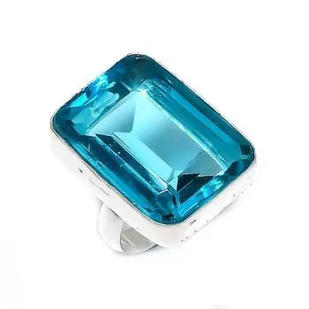 Ювелирные изделия из серебра 925 пробы с драгоценным камнем Swiss Blue Topaz, размер 7 J0O74
