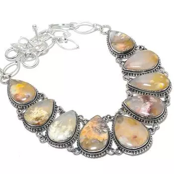 Ювелирные изделия из серебра 925 пробы с перистым агатом, ручная работа, ожерелье 18 дюймов JCN484-331