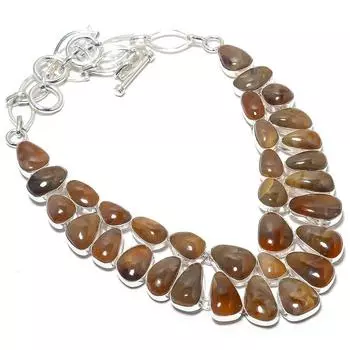 Ювелирные изделия из серебра 925 пробы с перистым агатом, 18 дюймов JCN484-8