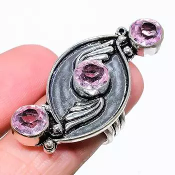 Ювелирные изделия из серебра 925 пробы с розовым кунцитом, размер 7 J2I78 7 розовый