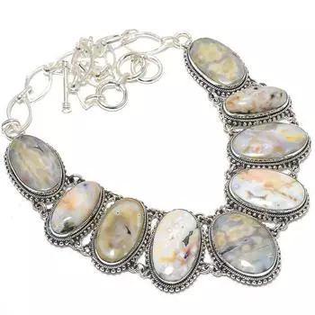 Ювелирные изделия из серебра 925 пробы с драгоценными камнями Ocean Jasper, 18 дюймов JCN370-36