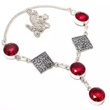 Ювелирные изделия из серебра 925 пробы с мозамбикским гранатом, 18 дюймов, S7l49 красный