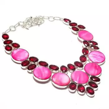 Ювелирные изделия из серебра 925 пробы с розовым перламутром и драгоценными камнями 18 дюймов t1y64