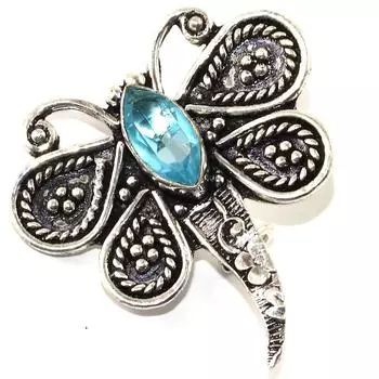 Ювелирные изделия из серебра 925 пробы с драгоценным камнем швейцарский голубой кварц, булавки и броши 1,5