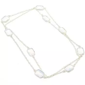 Ювелирные изделия из серебра 925 пробы с белым топазом, ожерелье 36 дюймов O0n11 белый