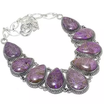 Ювелирные изделия из серебра 925 пробы с драгоценным камнем пурпурит, ручная работа, ожерелье 18 дюймов JCN484-354