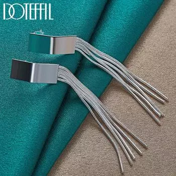 Ювелирные изделия из серебра 925 пробы со змеиной цепочкой и серьгами-подвесками 7.20cm*0.70cm