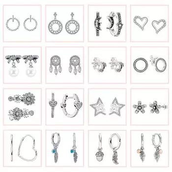 Ювелирные изделия из серебра 925 пробы, женские модные милые крошечные серьги-гвоздики с прозрачным кристаллом Cz белый