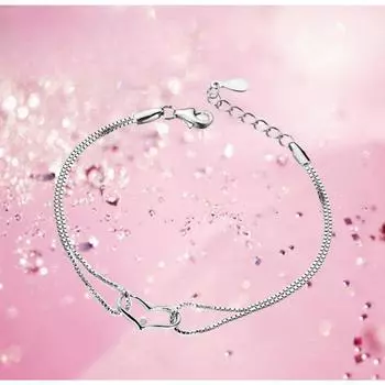 Ювелирные изделия из серебра 925 пробы, женский браслет в форме сердца из стерлингового серебра в корейском стиле, белое золото, модные ювелирные украшения 925