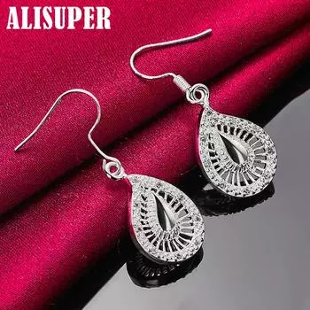 Ювелирные изделия из сережек-капель из стерлингового серебра 925 пробы с каплями воды